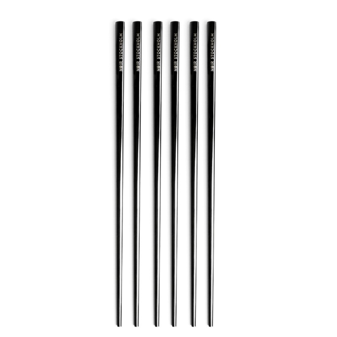 "Noir Stockholm Metal Hair Sticks i svart metall – set om sex hållbara hårpinnar för styling"